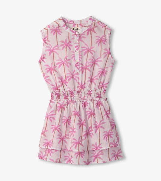 Girls Palm Trees Smocked Waist Dress - Hatley Girls