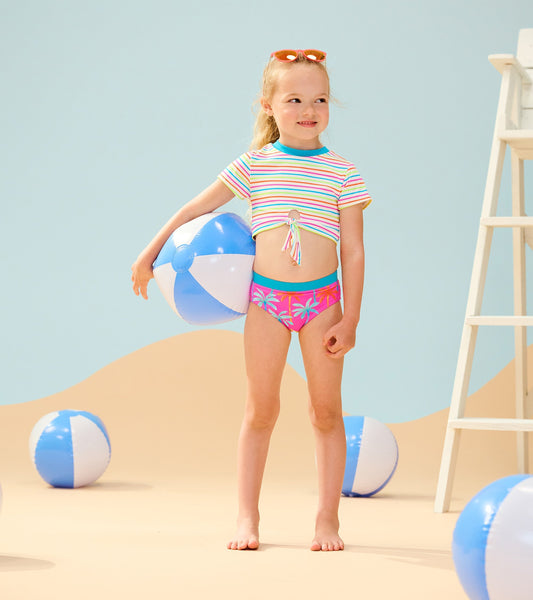 Girls Printed Palms Short Sleeve Tankini Set - Hatley Girls