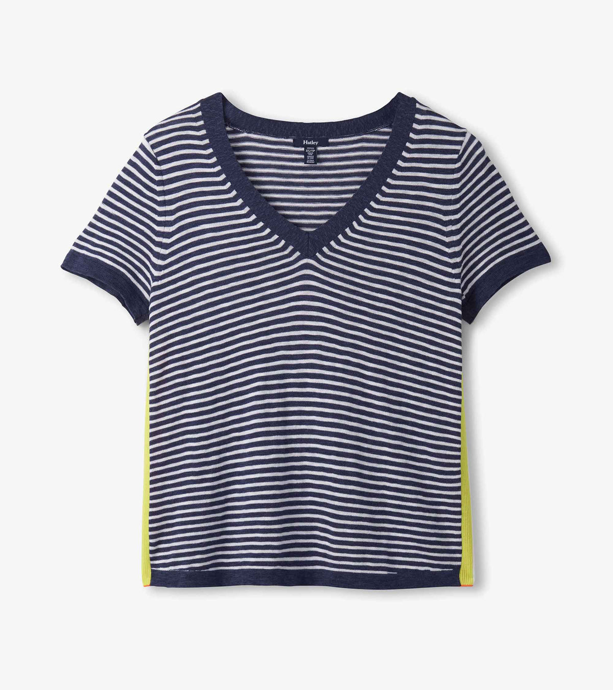 V-Neck Knit Tee - Patriot Blue Stripes - Hatley Women