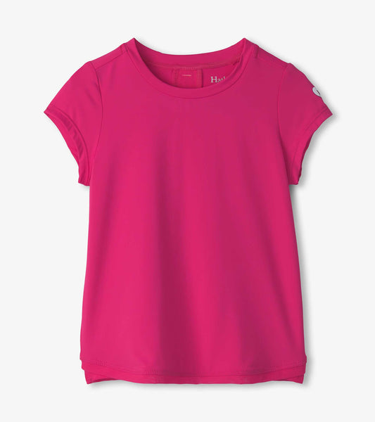Girls Pink Mesh Trim T-Shirt - Hatley Girls