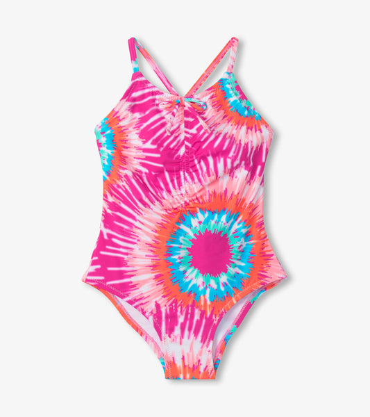 Girls Sunburst Tie Dye Ruched Front Swimsuit - Hatley Girls