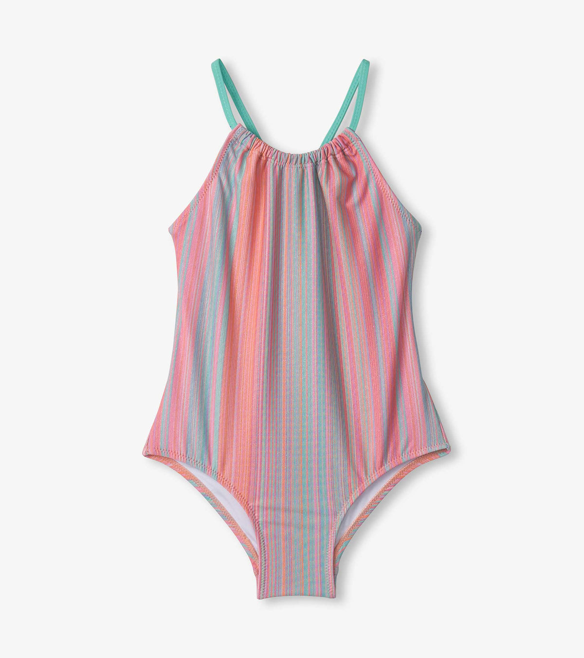 Girls Shimmer Stripe Gather Front Swimsuit - Hatley Girls