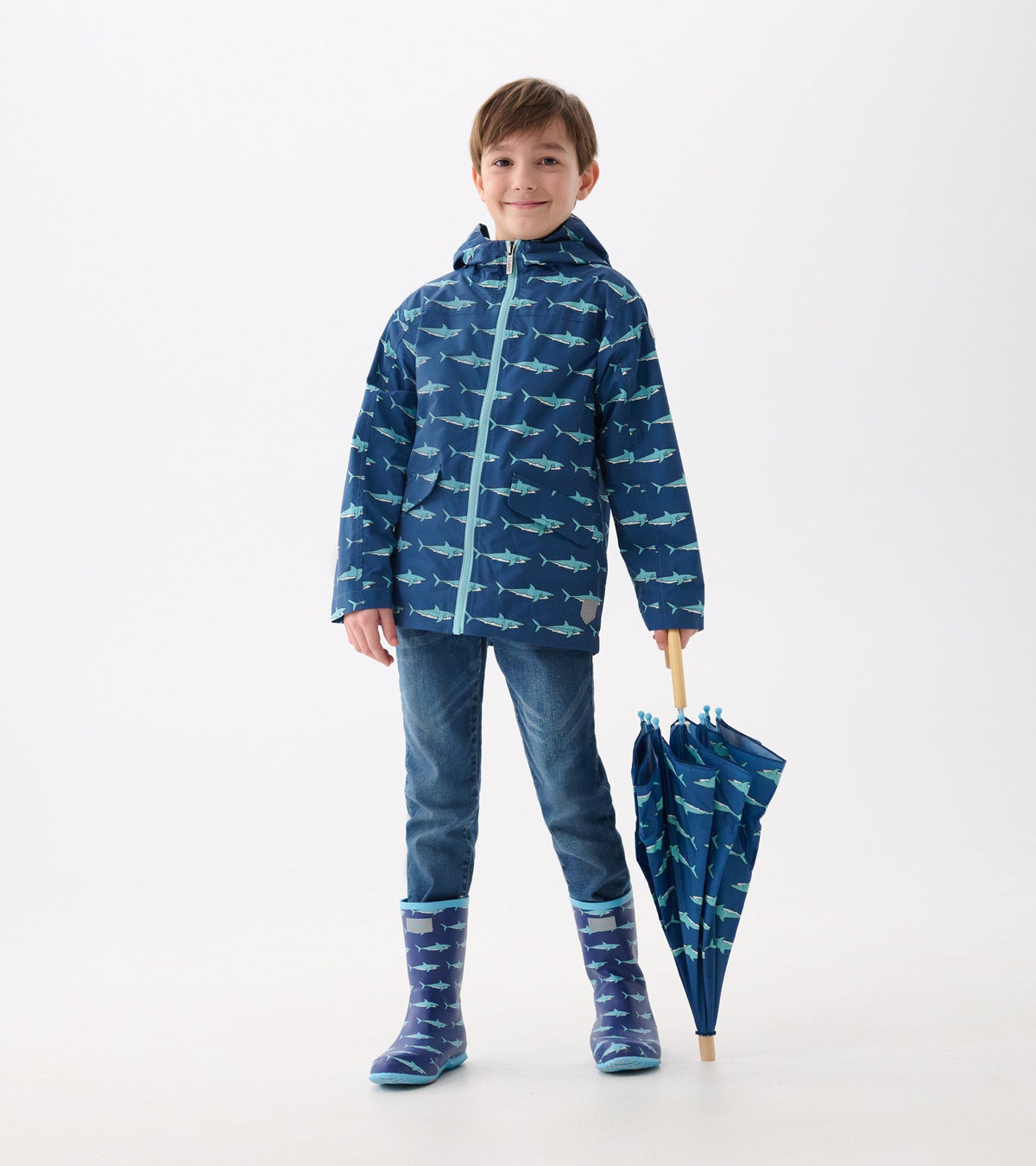 Boys Shark Tank Zip-Up Lightweight Rain Jacket - Hatley Boys