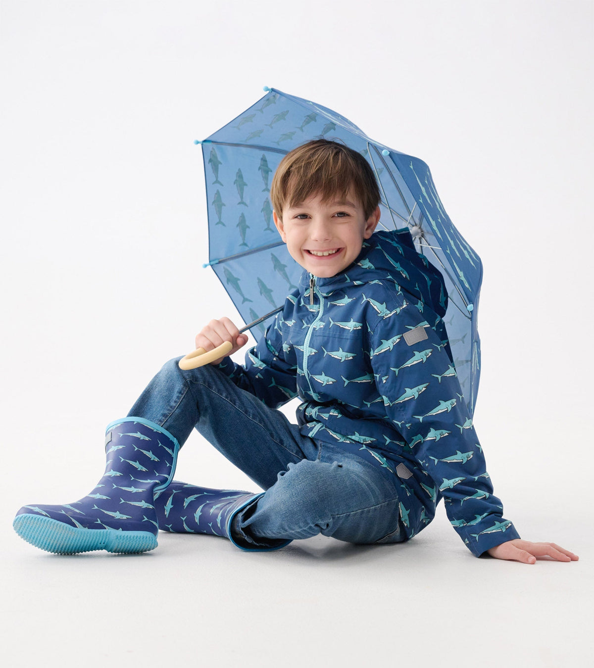 Boys Shark Tank Zip-Up Lightweight Rain Jacket - Hatley Boys