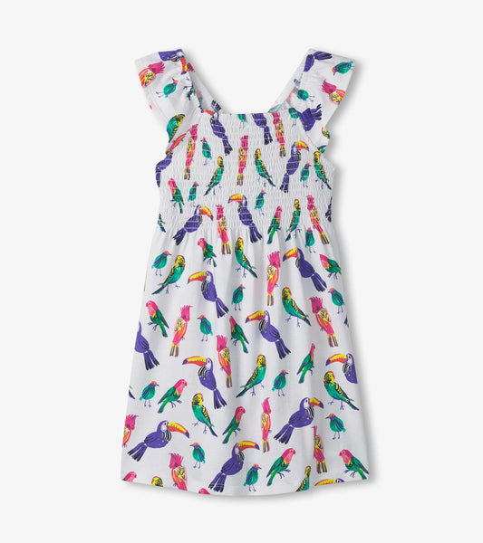 Girls Tropical Birds Smocked Dress - Hatley Girls