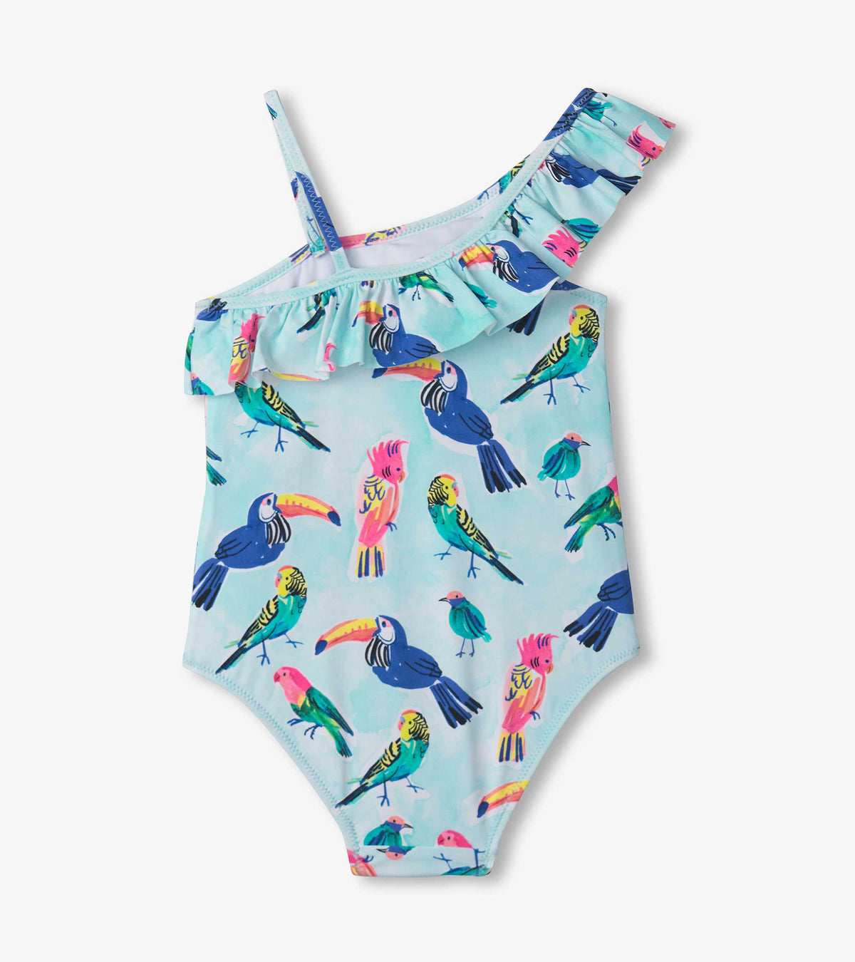 Girls Tropical Birds Ruffle Trim Swimsuit - Hatley Girls