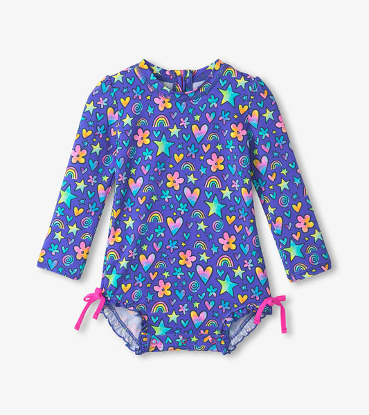 Baby Girls Watercolor Doodles Rashguard Swimsuit - Hatley Baby & Toddler