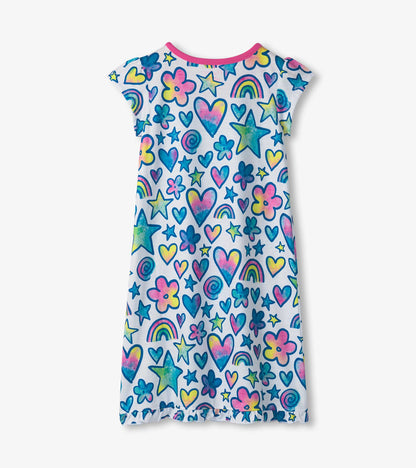 Girls Watercolor Doodles Nightdress - Hatley Girls