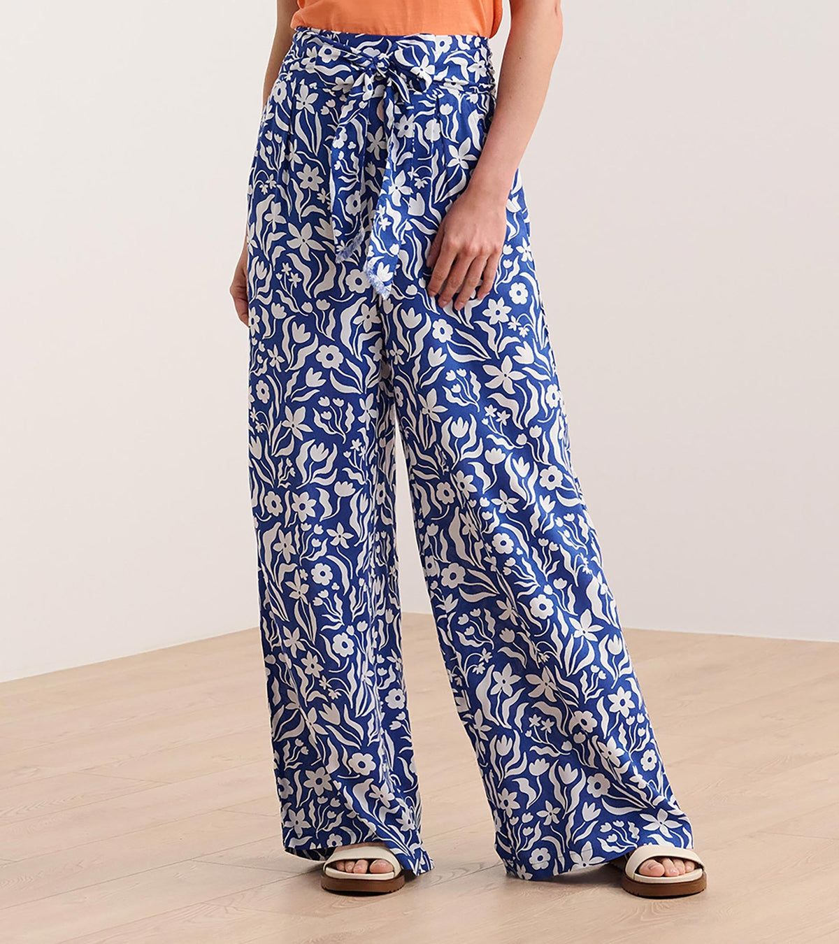 Belted Wide Leg Pants - Wavy Flowers - Hatley Women