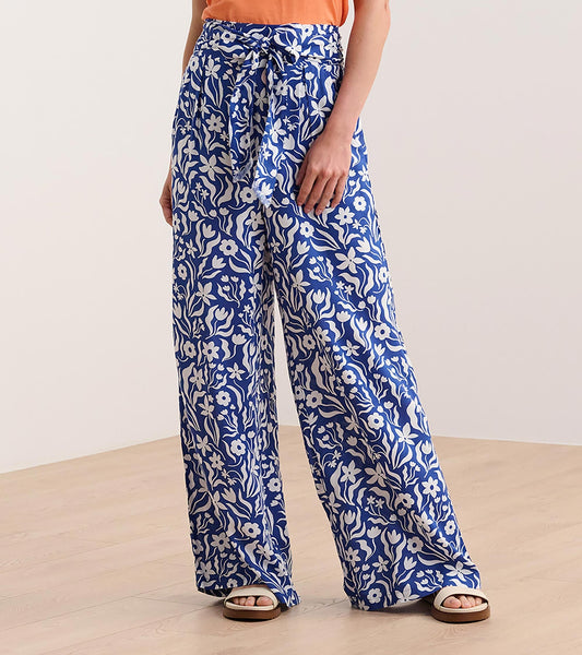 Belted Wide Leg Pants - Wavy Flowers - Hatley Women