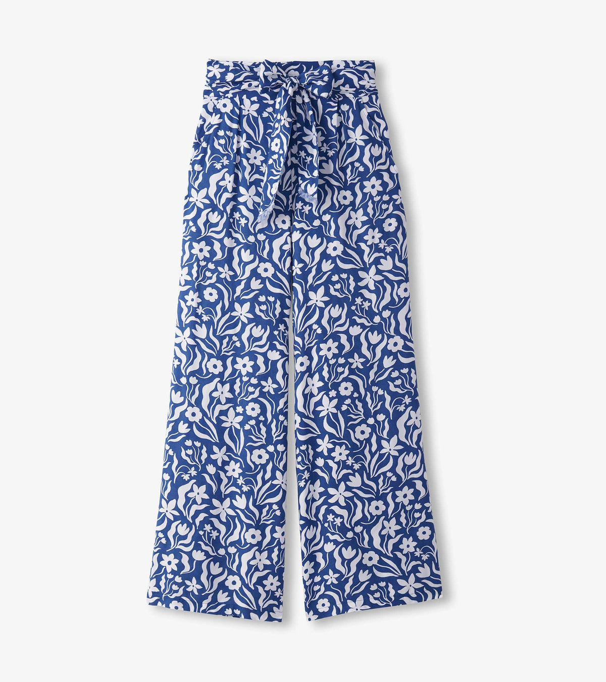 Belted Wide Leg Pants - Wavy Flowers - Hatley Women
