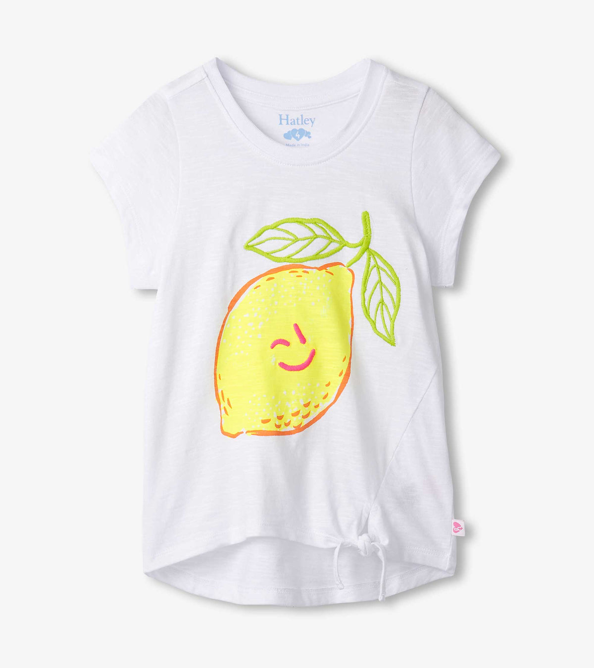 Girls Happy Lemon Tie Front T-Shirt - Hatley Girls