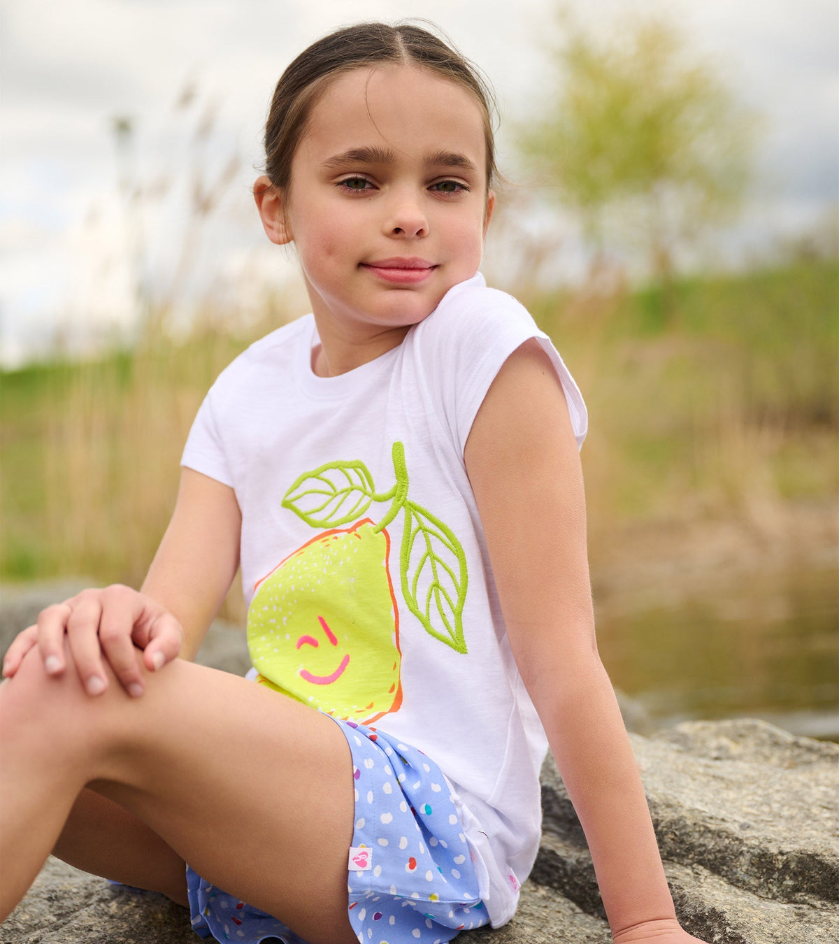 Girls Happy Lemon Tie Front T-Shirt - Hatley Girls