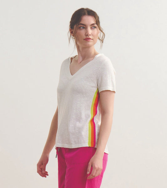 V-Neck Knit Tee - White - Hatley Women