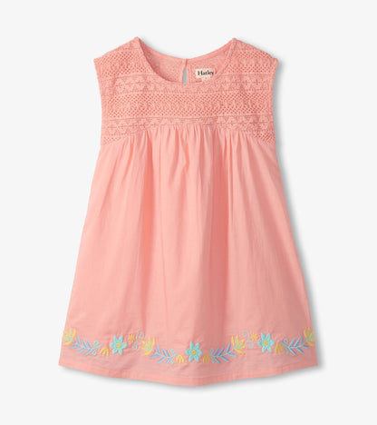 Girls Apricot Blush Crochet Bodice Dress - Hatley Girls