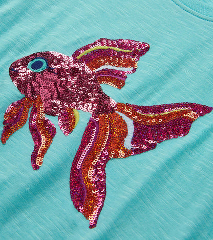 Girls Tropical Fish Tie Front T-Shirt - Hatley Girls