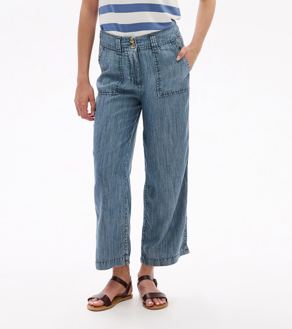 Sophie Wide Leg Pants - Blue Acid Rinse - Hatley Women