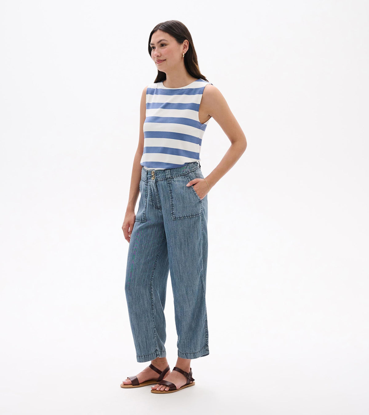 Sophie Wide Leg Pants - Blue Acid Rinse - Hatley Women