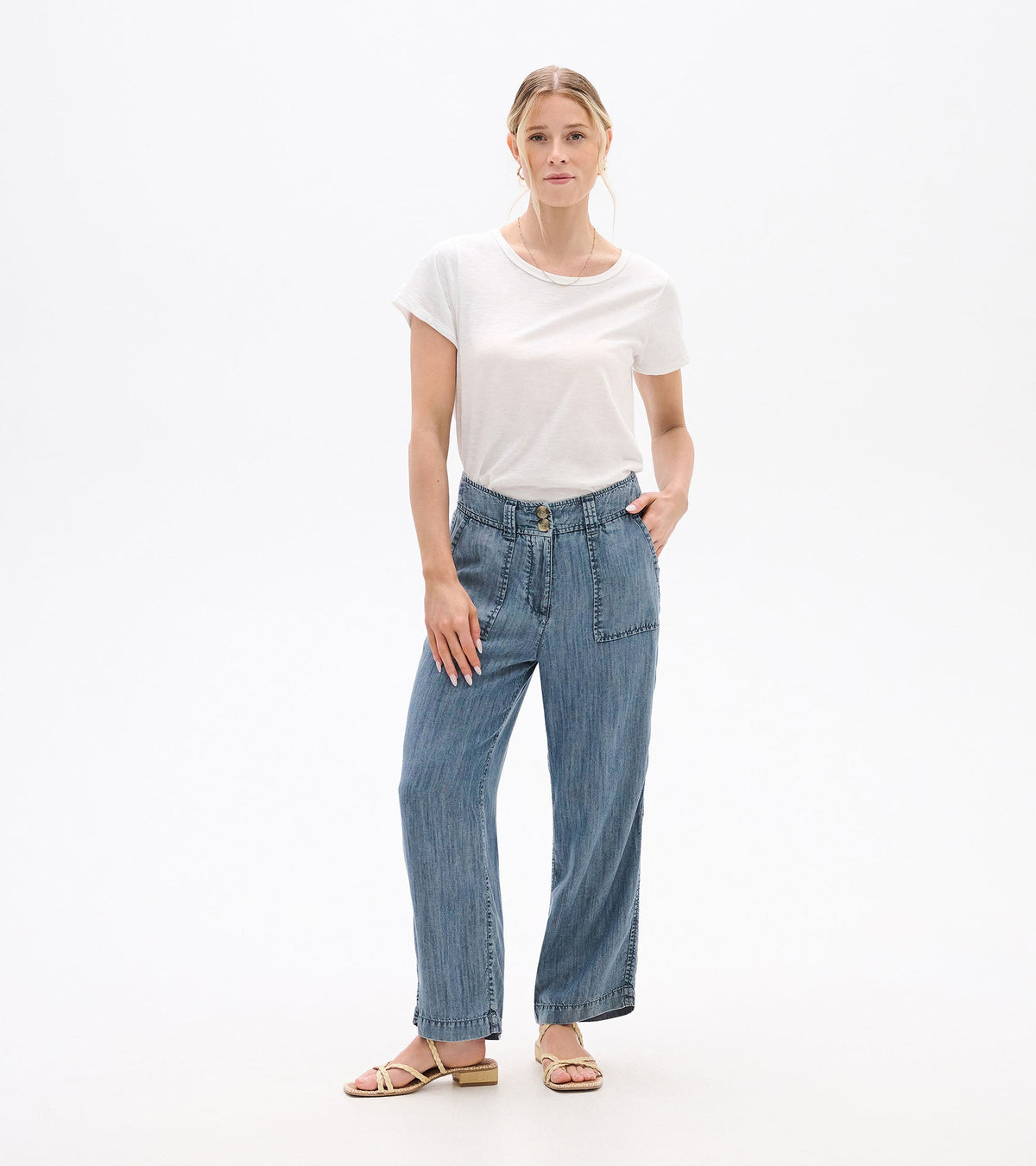 Sophie Wide Leg Pants - Blue Acid Rinse - Hatley Women