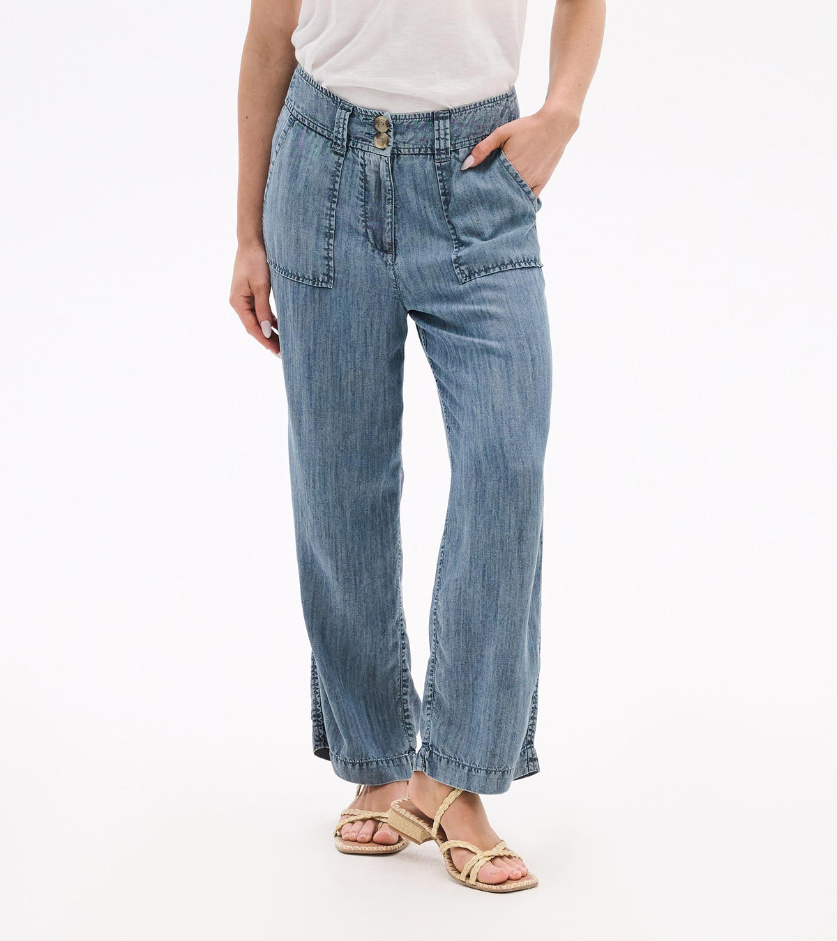 Sophie Wide Leg Pants - Blue Acid Rinse - Hatley Women