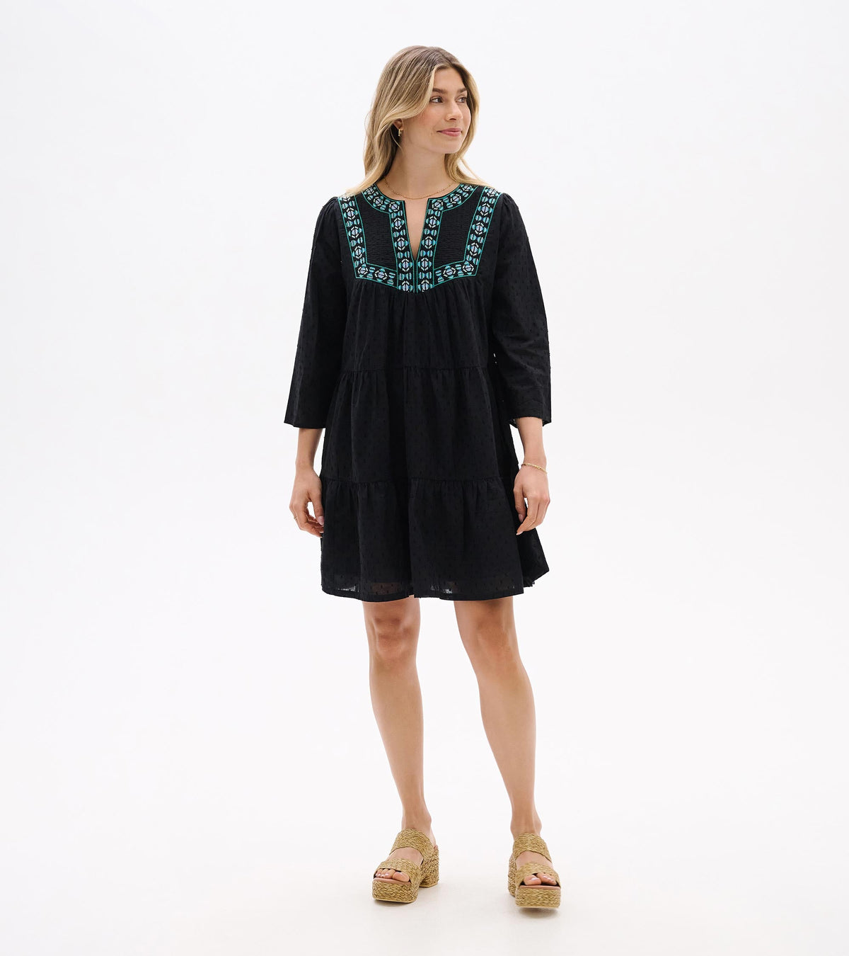Amira Tiered Dress - Black Swiss Dot - Hatley Women