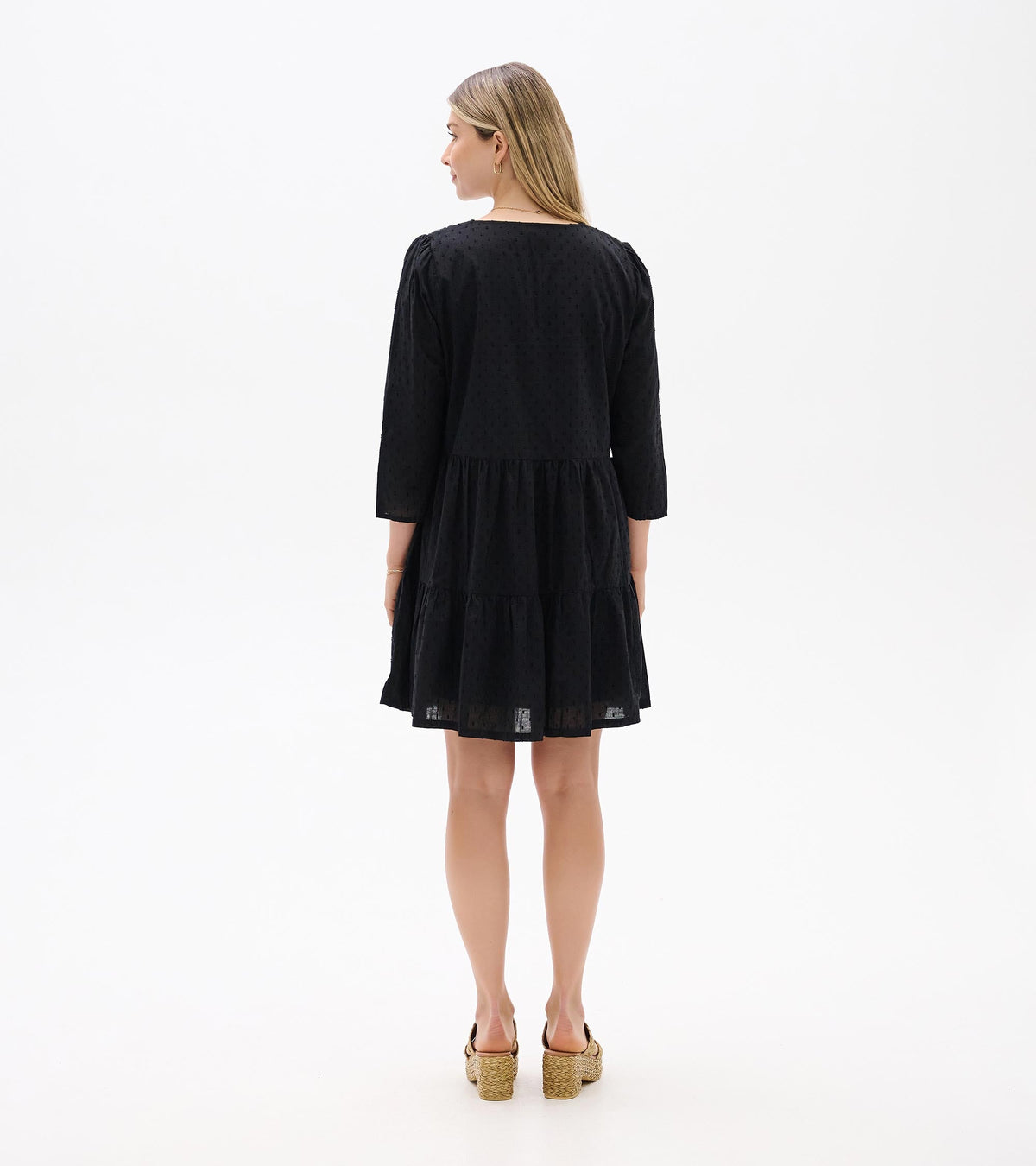 Amira Tiered Dress - Black Swiss Dot - Hatley Women