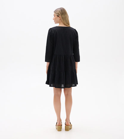 Amira Tiered Dress - Black Swiss Dot - Hatley Women