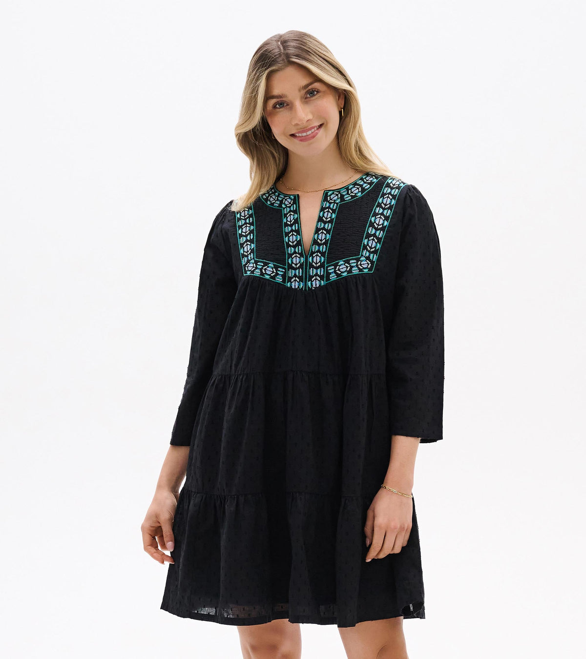 Amira Tiered Dress - Black Swiss Dot - Hatley Women