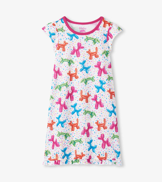 Girls Balloon Pets Ruffle Hem Nightdress - Hatley Girls