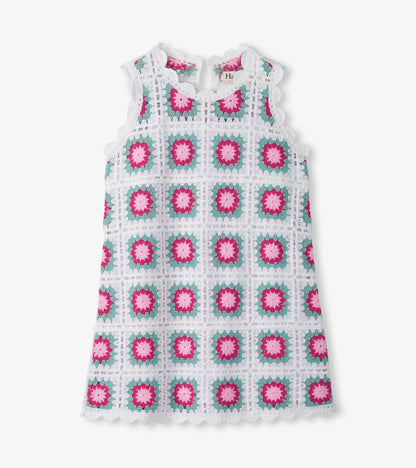 Girls Blue Radiance Sleeveless Crochet Dress - Hatley Girls