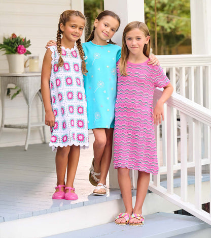 Girls Blue Radiance Sleeveless Crochet Dress - Hatley Girls