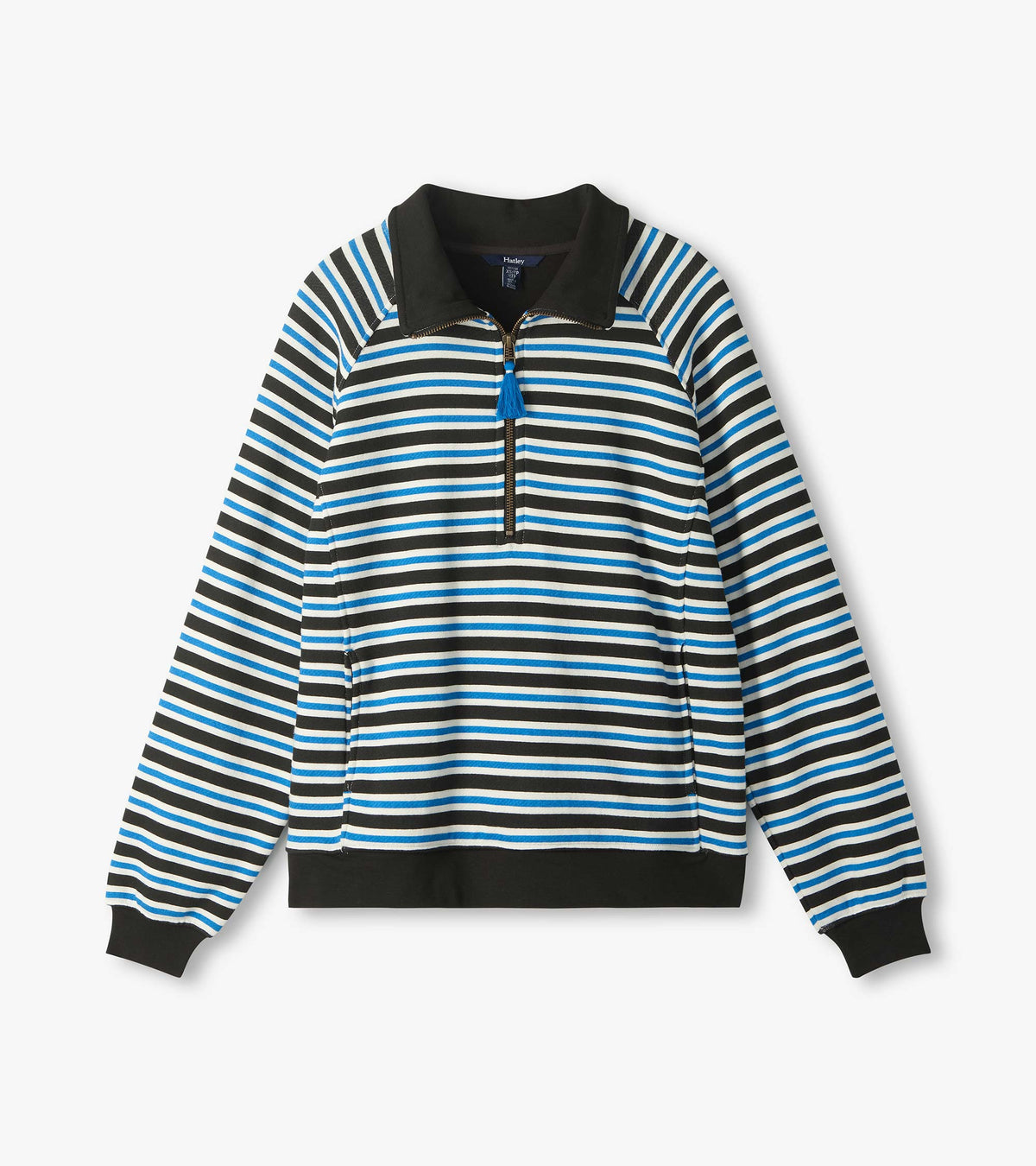 Mock Neck Pullover - Black Stripes - Hatley Women