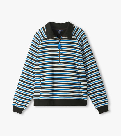 Mock Neck Pullover - Black Stripes - Hatley Women