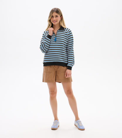 Mock Neck Pullover - Black Stripes - Hatley Women