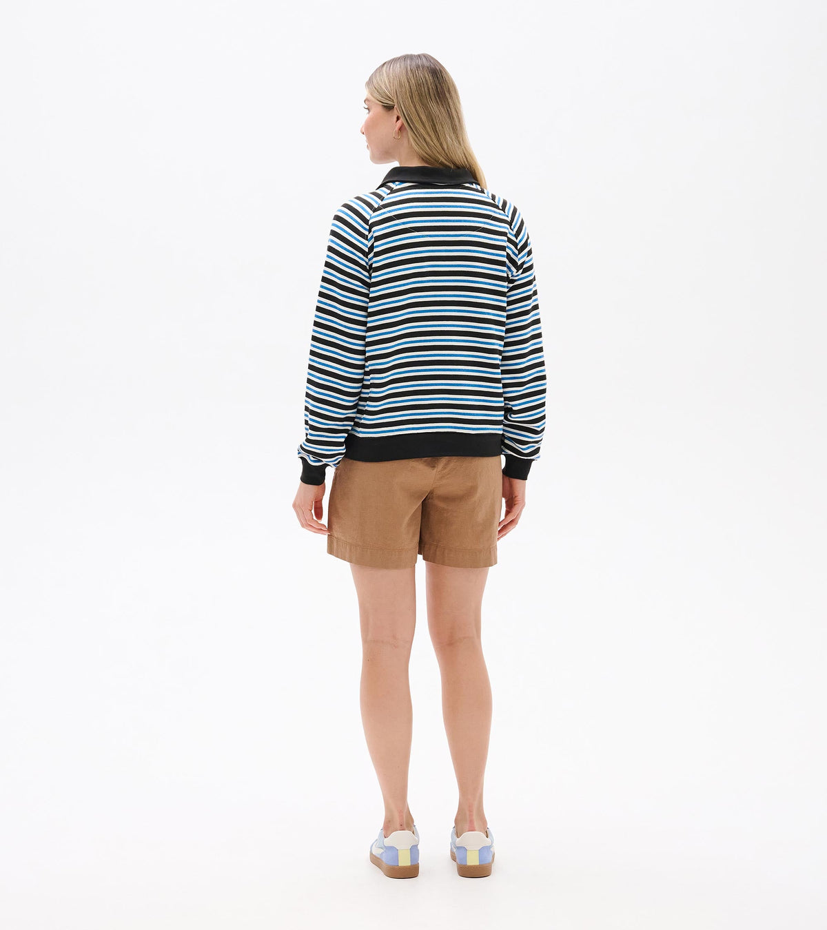 Mock Neck Pullover - Black Stripes - Hatley Women