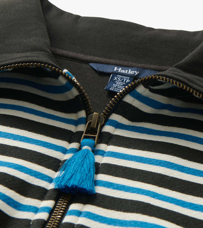 Mock Neck Pullover - Black Stripes - Hatley Women