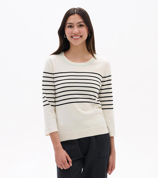 3/4 Sleeve Knit Top - Black Stripes - Hatley Women