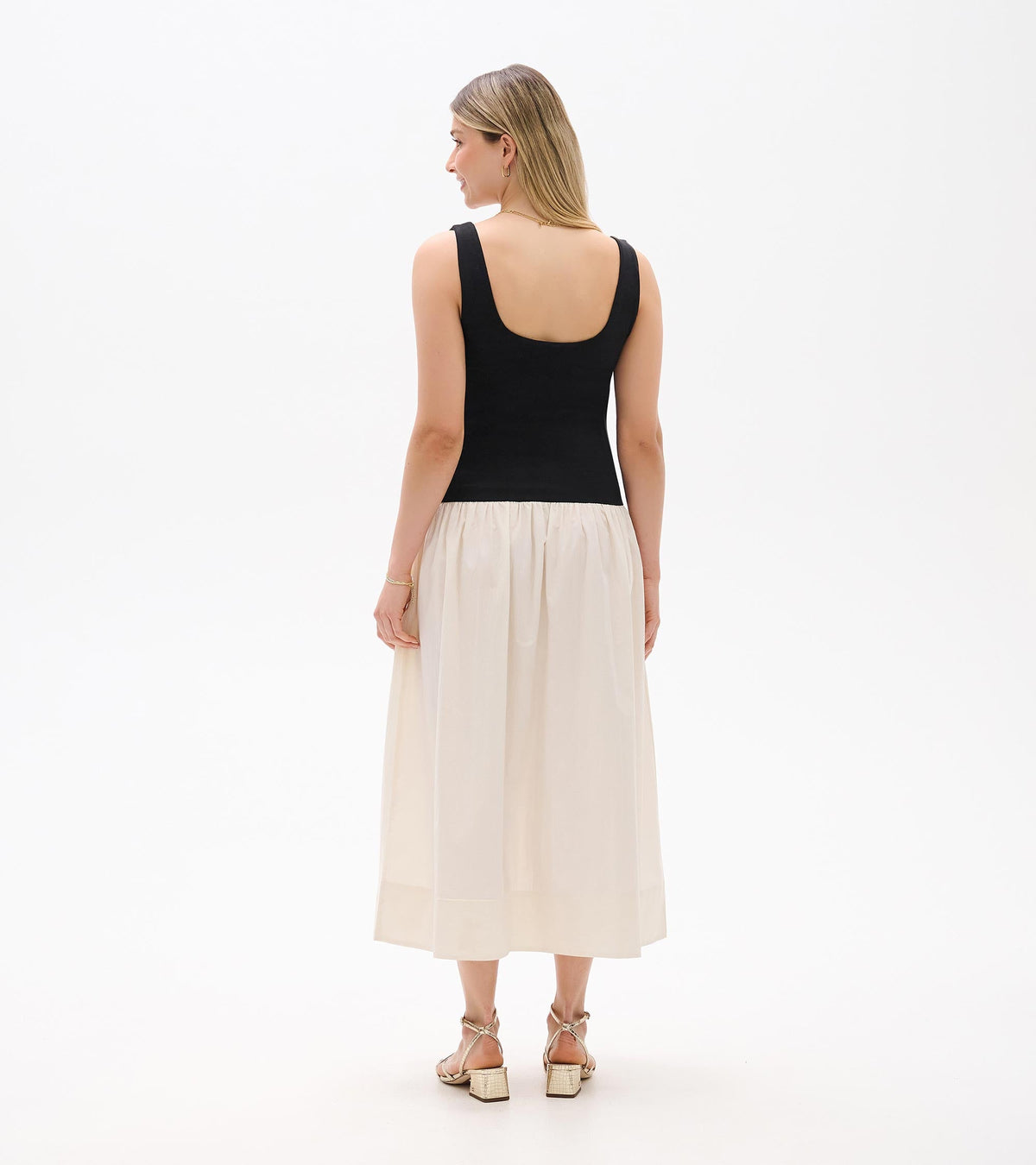 Mix Media Midi Dress - Whisper White and Black - Hatley Women