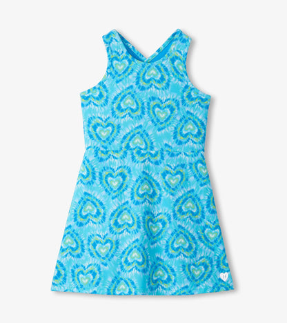 Girls Blue Candy Hearts Active A-Line Dress - Hatley Girls