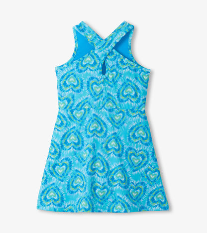 Girls Blue Candy Hearts Active A-Line Dress - Hatley Girls