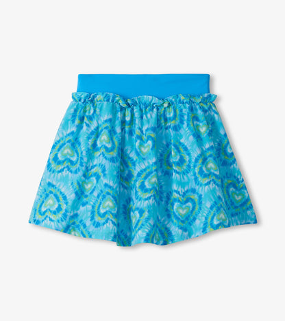 Girls Blue Candy Hearts Ruffle Skort - Hatley Girls
