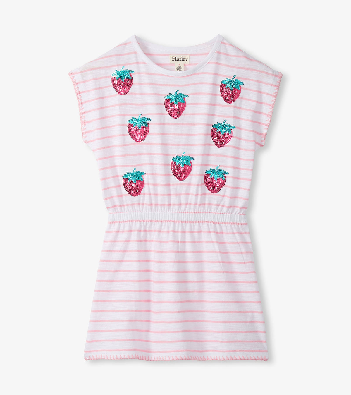 Girls Strawberry Stripes Cinched Waist Dress - Hatley Girls