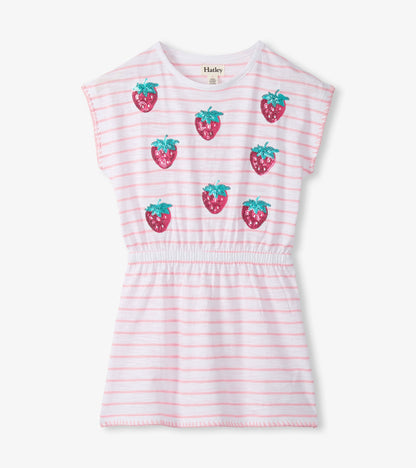 Girls Strawberry Stripes Cinched Waist Dress - Hatley Girls