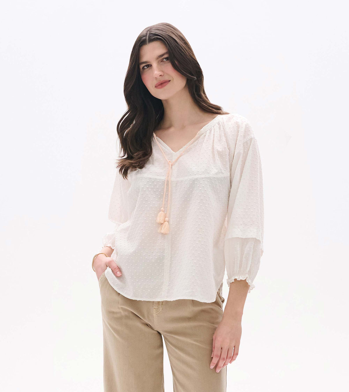 Naomi Blouse - Blush Swiss Dot - Hatley Women