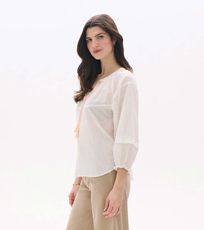 Naomi Blouse - Blush Swiss Dot - Hatley Women