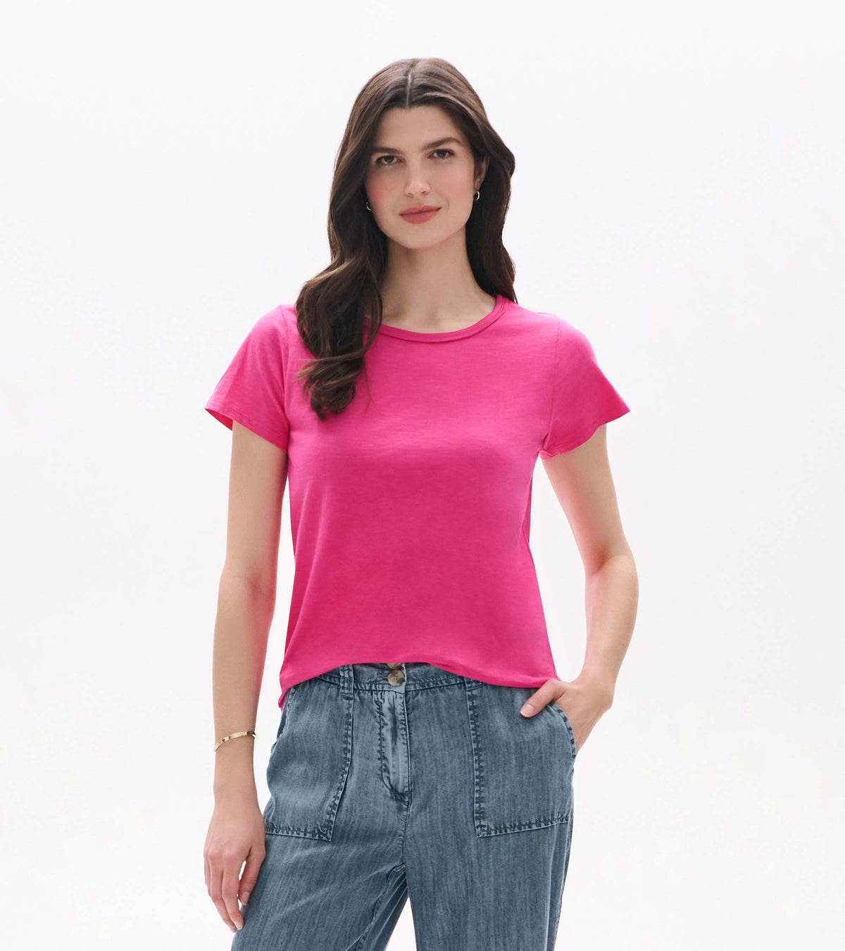 Essential Crew Neck Tee - Carmine Rose - Hatley Women