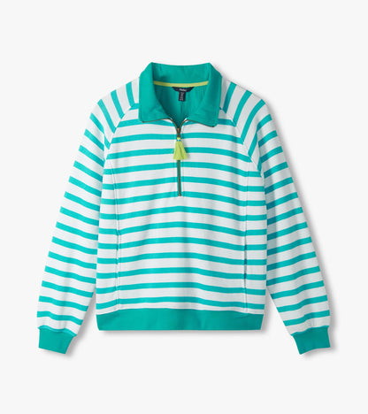 Mock Neck Pullover - Green Ceramic Stripes - Hatley Women