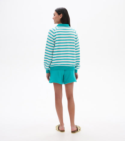 Mock Neck Pullover - Green Ceramic Stripes - Hatley Women