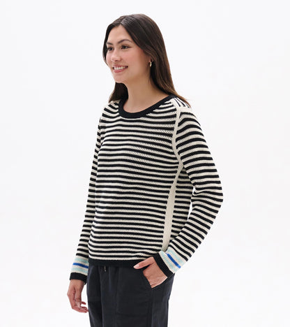 Pointelle Stripe Sweater - Classic Black - Hatley Women