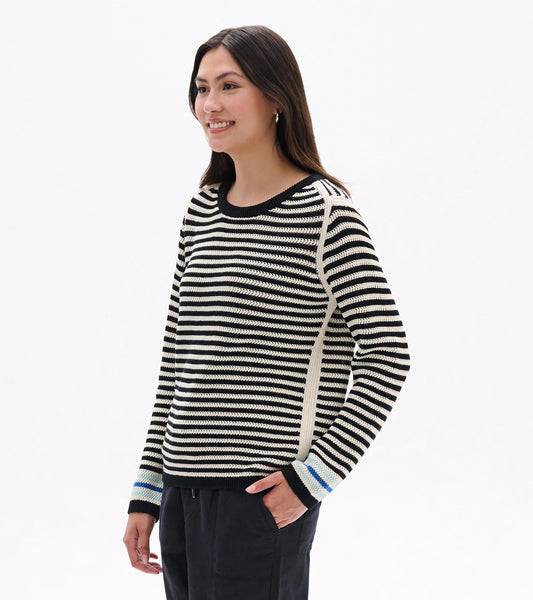 Pointelle Stripe Sweater - Classic Black - Hatley Women